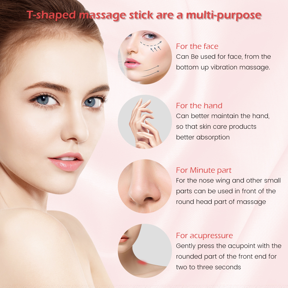 24K Gold Face Lift Bar Roller Vibration Slimming Massager Facial Stick Facial  Beauty Skin Care T Shaped Vibrating Tool