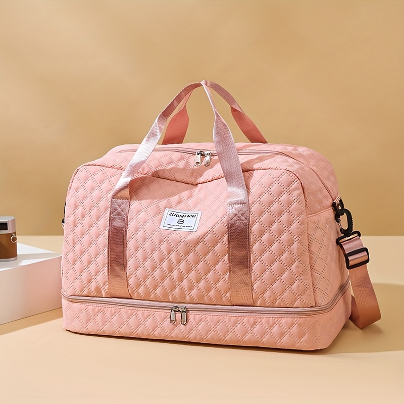 lightweight argyle pattern luggage bag large capacity travel duffle bag portable overnight bag details 6