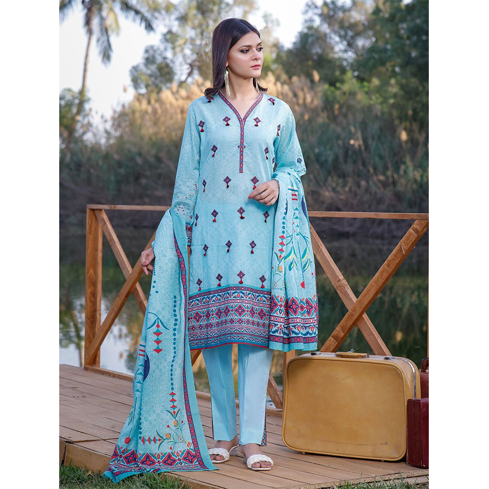 3 Piece Unstitched Printed Lawn Suit Kl 1057 