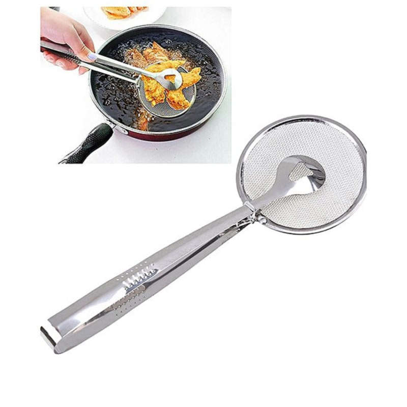 Stainless Steel Frying Holder Tong With Strainer