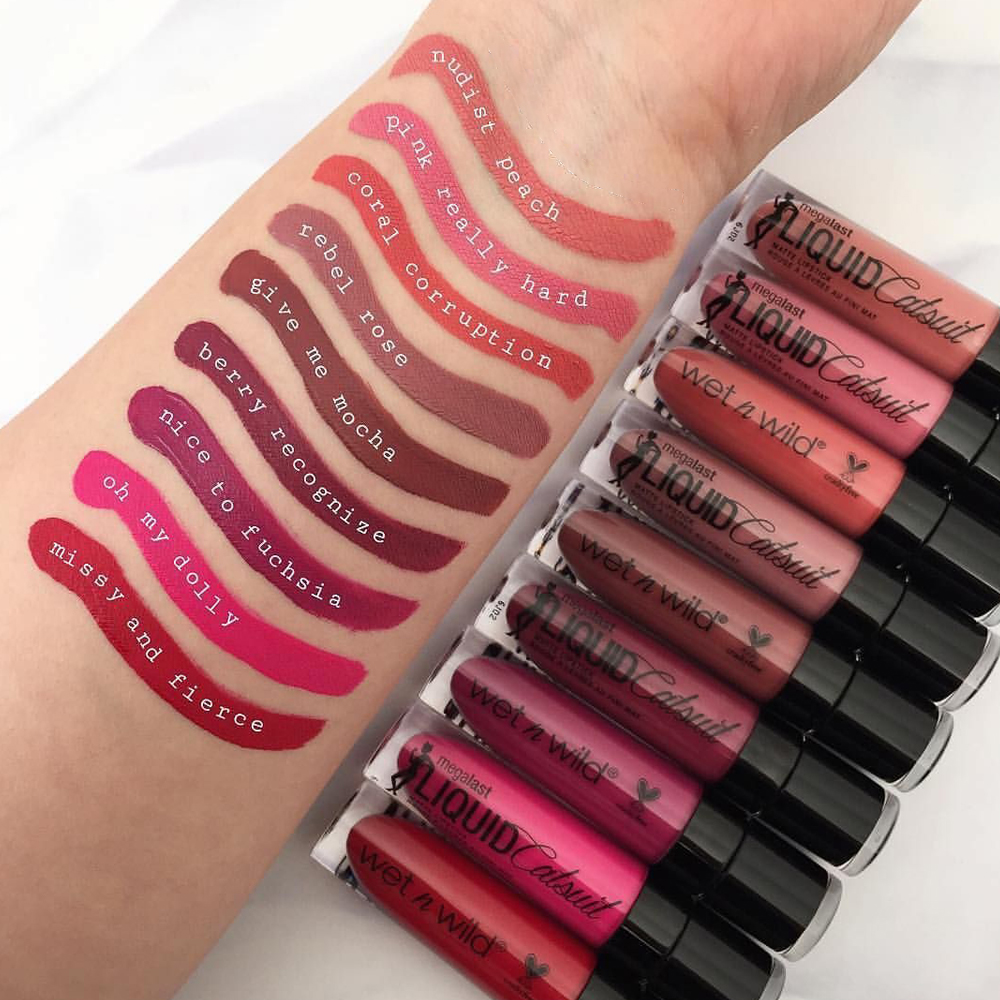 wet n wild megalast liquid catsuit matte lipstick swatches